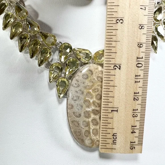 Fossil Coral 925 Large Gemstone Necklace Bracelet & Earrings - Picture 5 of 11